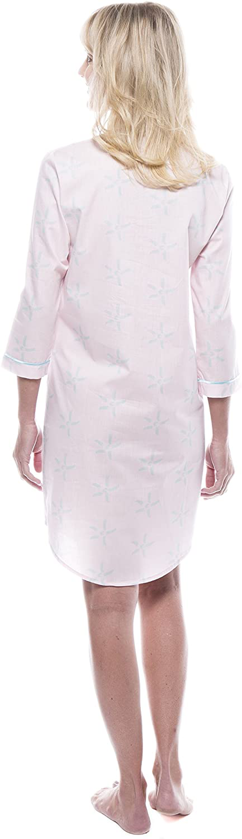 Noble Mount Women'S 100% Cotton Poplin Long Sleeve Tunic Sleep Shirt Apparel & Accessories > Clothing > Sleepwear & Loungewear > Nightgowns Kylie Max   