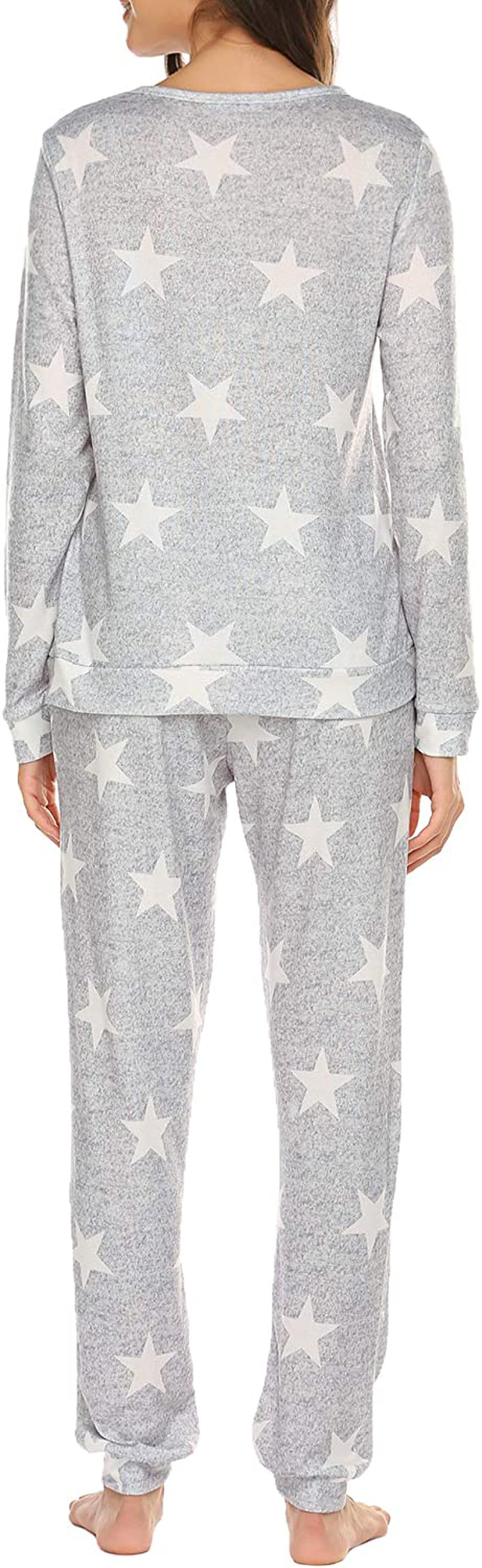 Ekouaer Womens Pajama Set Long Sleeve Sleepwear Star Print Nightwear Soft Pjs Lounge Sets with Pockets Apparel & Accessories > Clothing > Sleepwear & Loungewear > Pajamas Ekouaer   