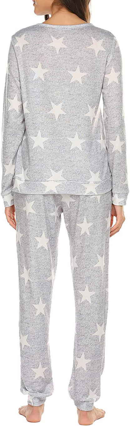 Ekouaer Womens Pajama Set Long Sleeve Sleepwear Star Print Nightwear Soft Pjs Lounge Sets with Pockets Apparel & Accessories > Clothing > Sleepwear & Loungewear > Pajamas Ekouaer   