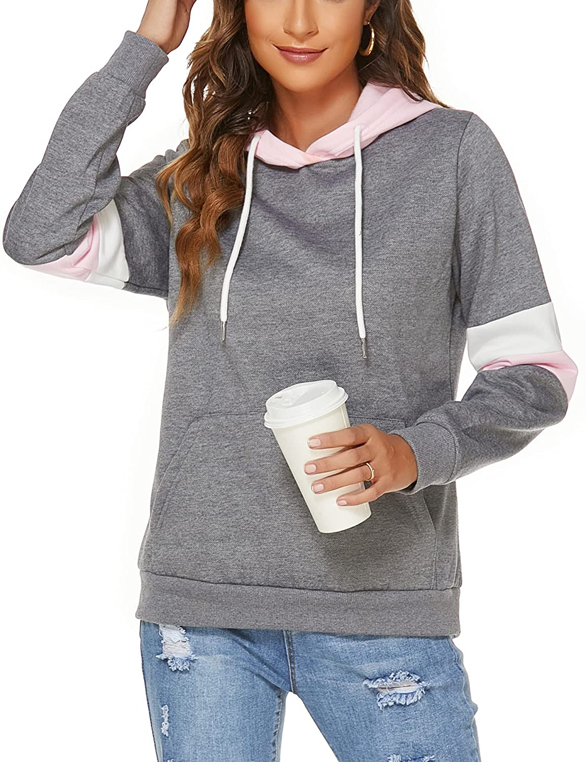 FINWANLO Hoodies for Women Casual Long Sleeve Tops Fleece Pullover Hooded Sweatshirts Jacket with Pockets Apparel & Accessories > Clothing > Activewear Kylie Max   