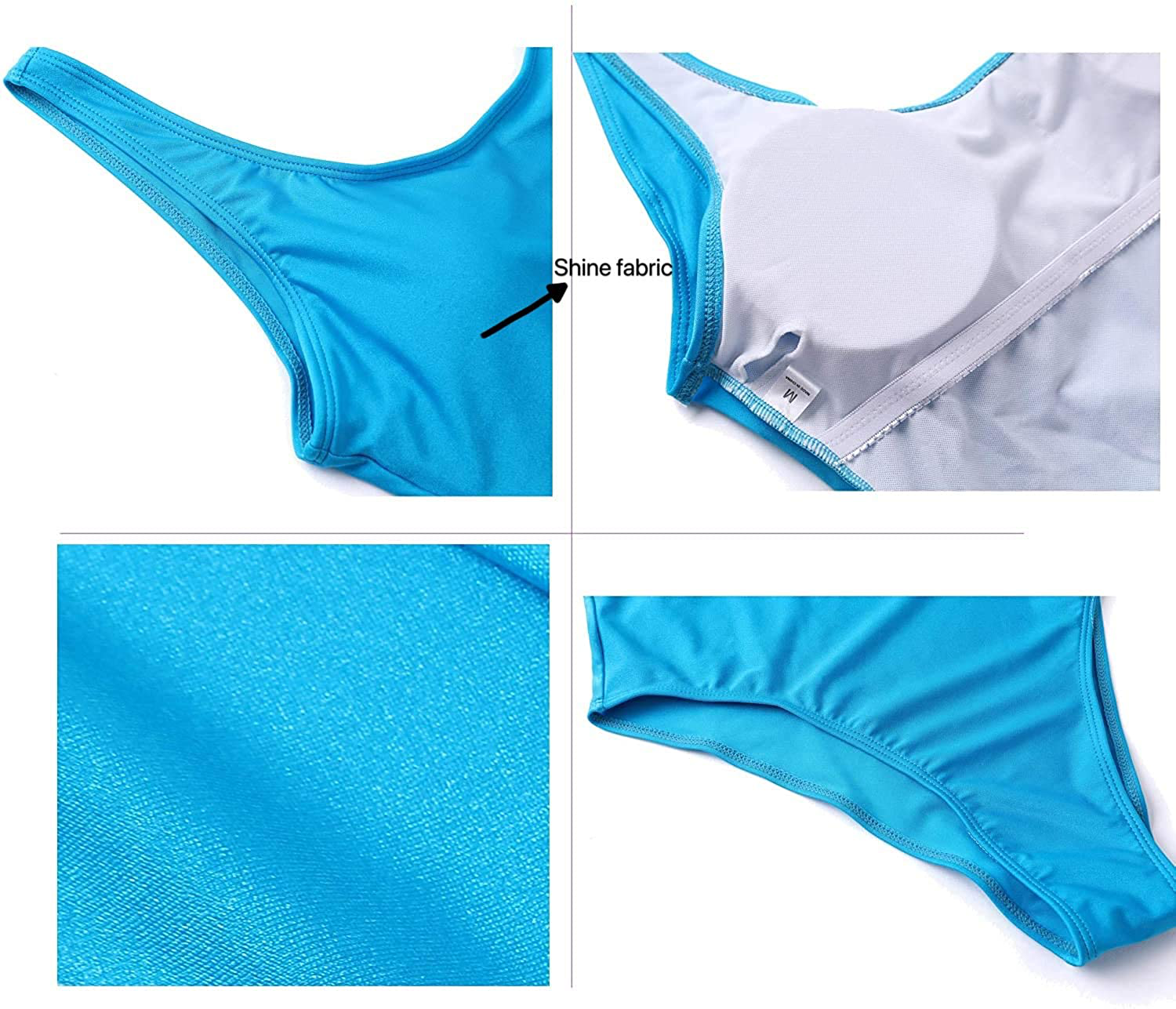 MIAIULIA Women'S Retro 80S/90S Inspired High Cut Low Back Padding One Piece Swimwear Bathing Suits Apparel & Accessories > Clothing > Swimwear Kylie Max   