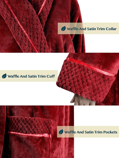 PAVILIA Soft Plush Women Fleece Robe, Cozy Bathrobe, Female Spa Robe, Waffle Apparel & Accessories > Clothing > Sleepwear & Loungewear > Robes Kylie Max   