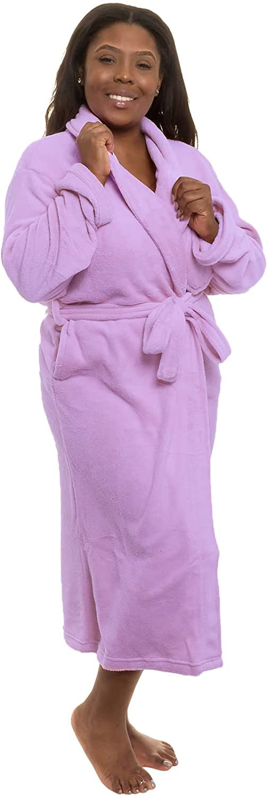 Silver Lilly Womens Robe - Plush Fleece Bathrobe Mid Length Robe Shawl Collar Apparel & Accessories > Clothing > Sleepwear & Loungewear > Robes Kylie Max   