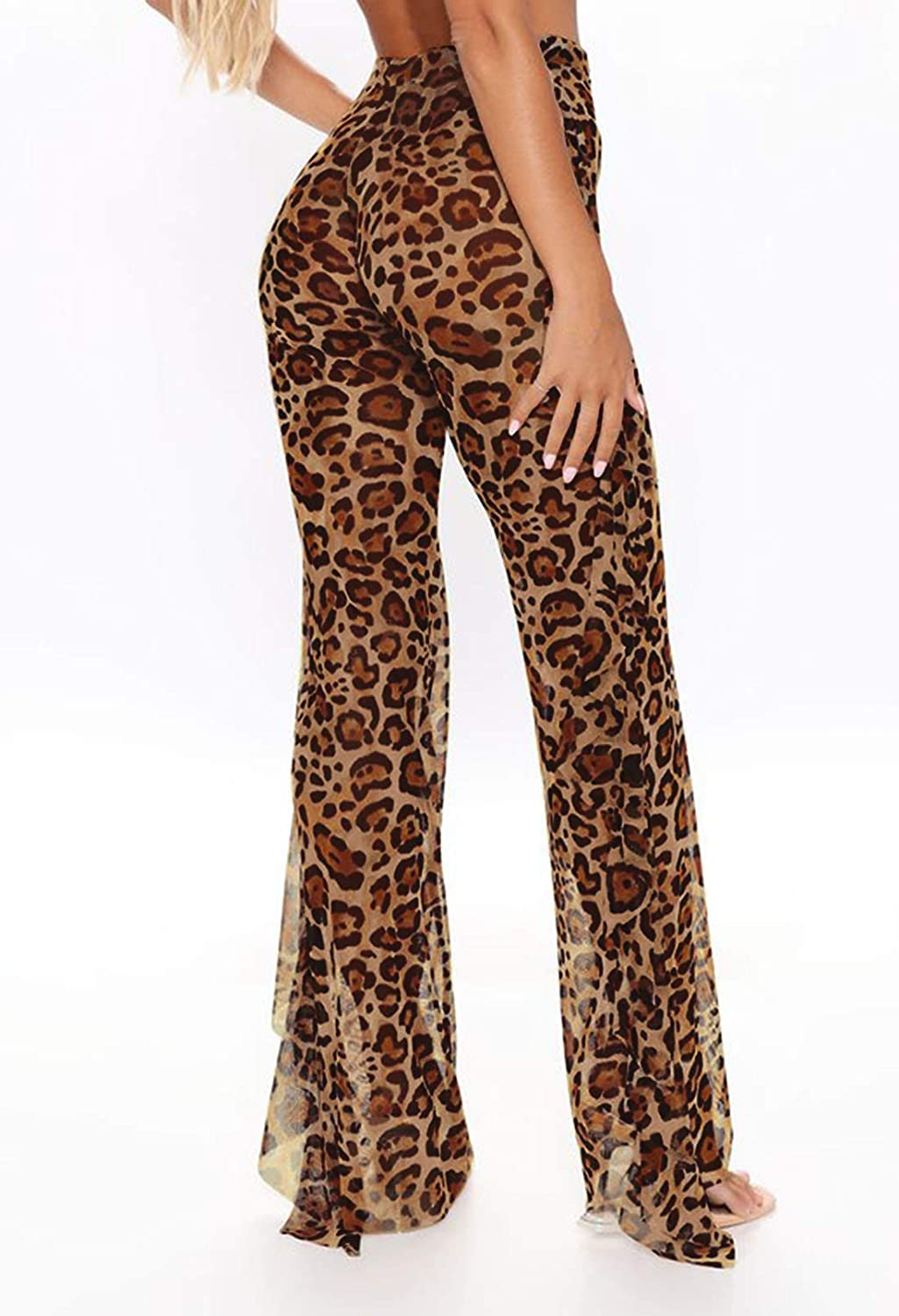 COCOLEGGINGS Women'S Sheer Mesh Ruffle Pants Swimsuit Bikini Bottom Cover Ups Apparel & Accessories > Clothing > Swimwear Kylie Max   