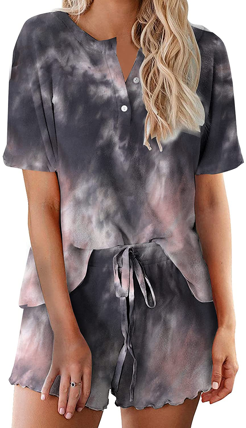 Ekouaer Tie Dye Pajamas Set Womens Loungewear Sleepwear 2 Piece PJ Sets Apparel & Accessories > Clothing > Sleepwear & Loungewear > Pajamas Ekouaer Appealing 9 XX-Large 
