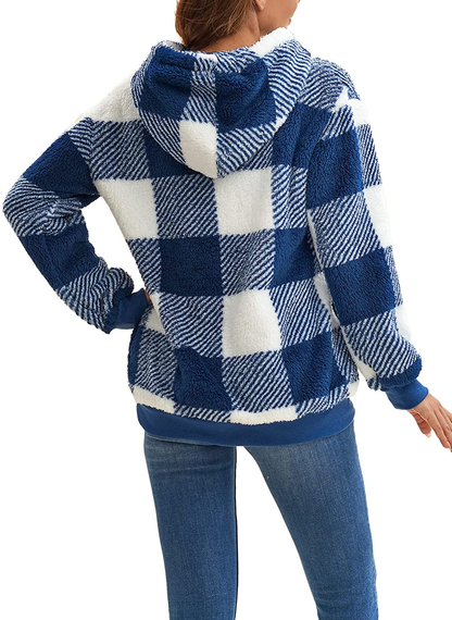 Nirovien Womens Sherpa Pullover Tie Dye Fuzzy Hoodie Double Fleece Sweatshirts Fluffy Oversized Plaid Outerwear Apparel & Accessories > Clothing > Activewear Kylie Max   