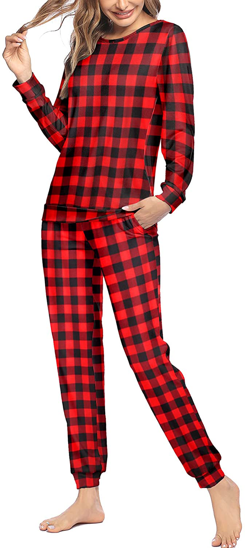 Ekouaer Womens Pajama Set Long Sleeve Sleepwear Star Print Nightwear Soft Pjs Lounge Sets with Pockets Apparel & Accessories > Clothing > Sleepwear & Loungewear > Pajamas Ekouaer   
