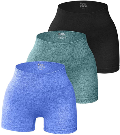 OQQ 3 Piece for Women Yoga Shorts Workout Athletic Seamless High Wasit Gym Leggings Apparel & Accessories > Clothing > Shorts Kylie Max   