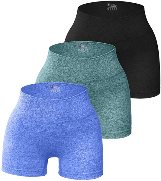 OQQ 3 Piece for Women Yoga Shorts Workout Athletic Seamless High Wasit Gym Leggings Apparel & Accessories > Clothing > Shorts Kylie Max   