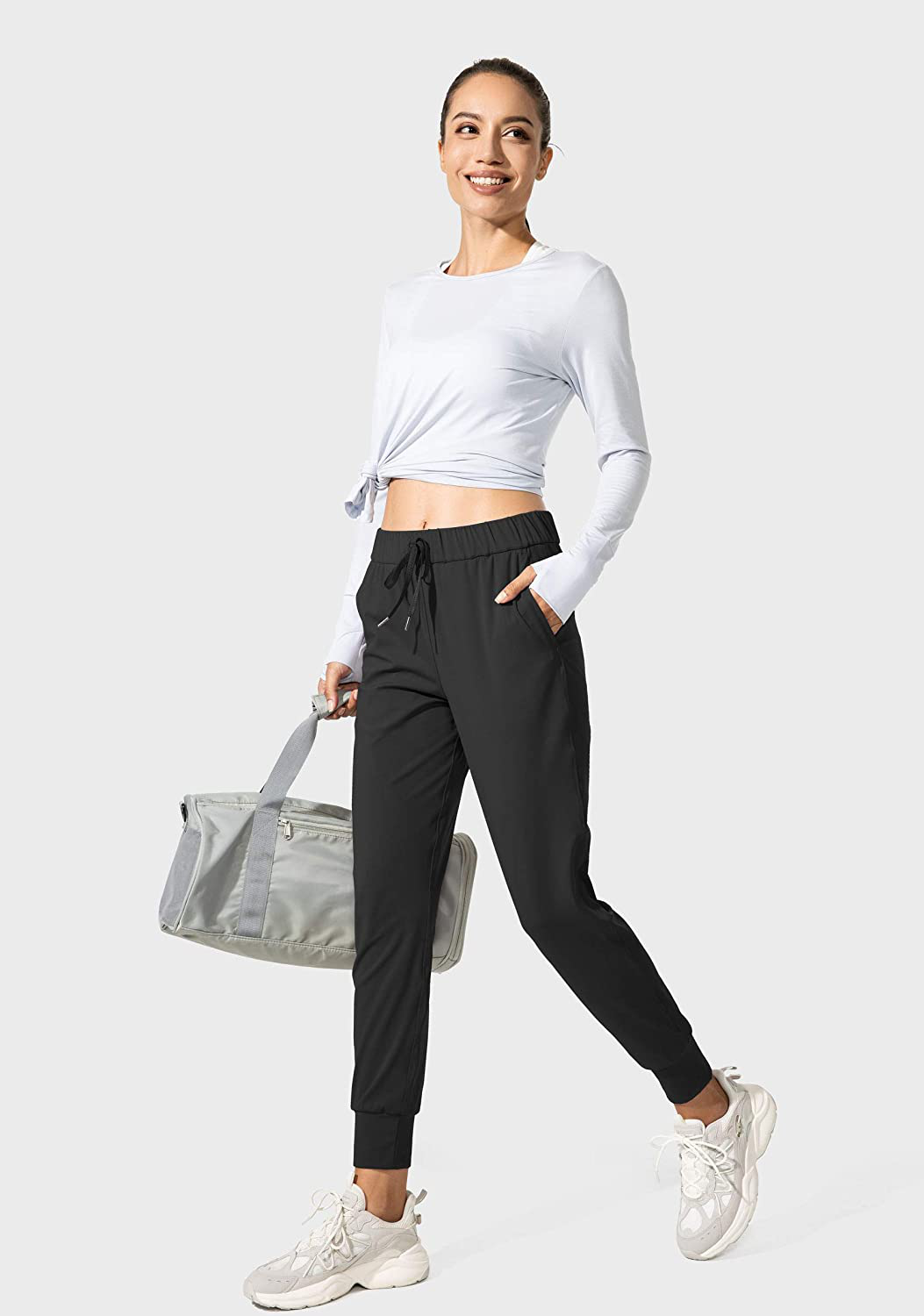 SANTINY Women'S Joggers Pants with Pockets Drawstring Running Sweatpants for Women Lounge Workout Jogging Apparel & Accessories > Clothing > Activewear Kylie Max   
