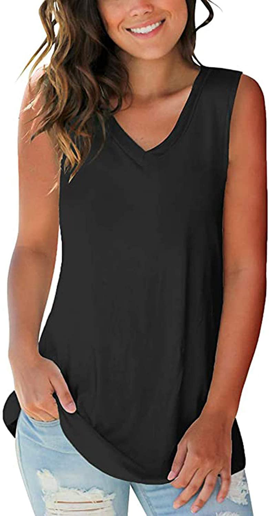 SAMPEEL Tank Tops for Women Trendy V Neck Basic Sleeveless Tee Shirts Women Casual Apparel & Accessories > Clothing > Activewear Kylie Max   