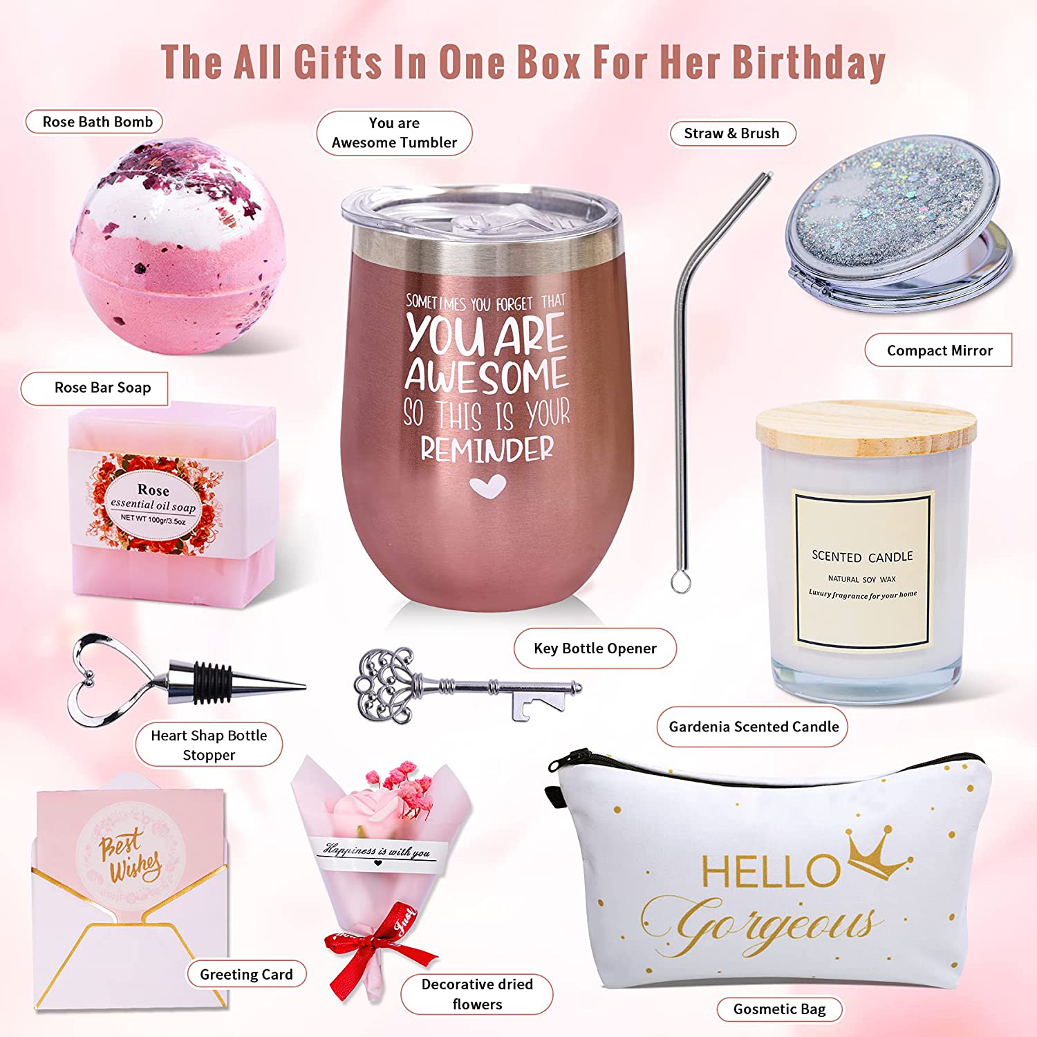 Birthday Gifts for Women Best Friends Gifts Thank You Gifts Get Well Soon Gifts Relaxing Birthday Gifts Spa Gifts - You are Awesome Wine Tumbler Inspirational Gifts, Coworker, Mom, Wife, Sister, 12oz Arts & Entertainment > Party & Celebration > Gift Giving Yorktend   