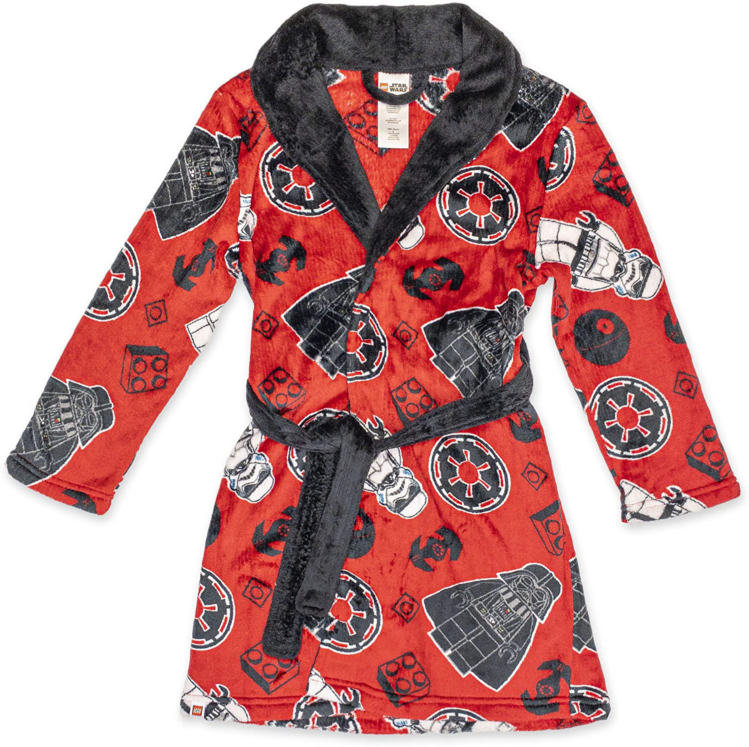 LEGO Star Wars Boys Robe with Slippers,Darth Vader Bathrobe Pajama Set,Boys Size 4/5 to 10/12 Apparel & Accessories > Clothing > Sleepwear & Loungewear > Robes Kylie Max   