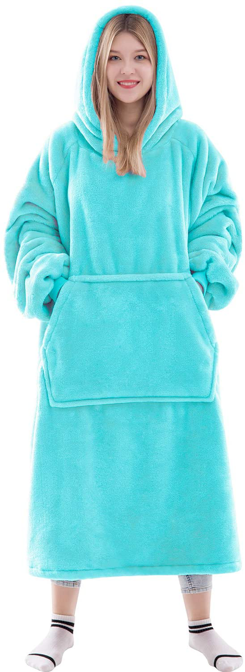 Waitu Wearable Blanket Sweatshirt for Women and Men, Super Warm and Cozy Giant Blanket Hoodie, Thick Flannel Blanket with Sleeves and Giant Pocket - Dark Gray Arts & Entertainment > Party & Celebration > Gift Giving Waitu I Adult 