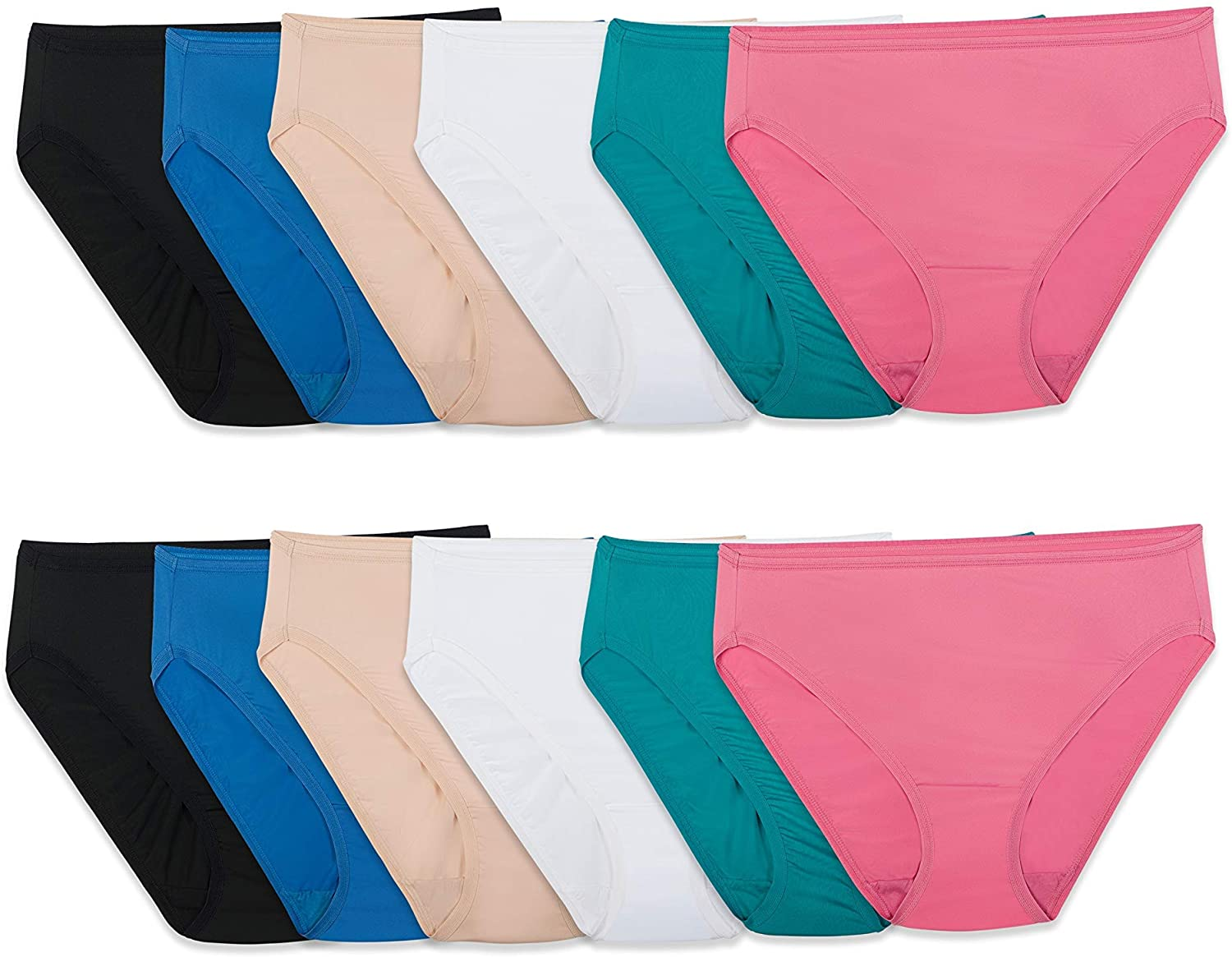 Fruit of the Loom Women'S Underwear Microfiber Panties (Regular & plus Size) Apparel & Accessories > Clothing > Underwear & Socks > Underwear Fruit of the Loom Hi Cut - 12 Pack - Assorted Hi Cut 9