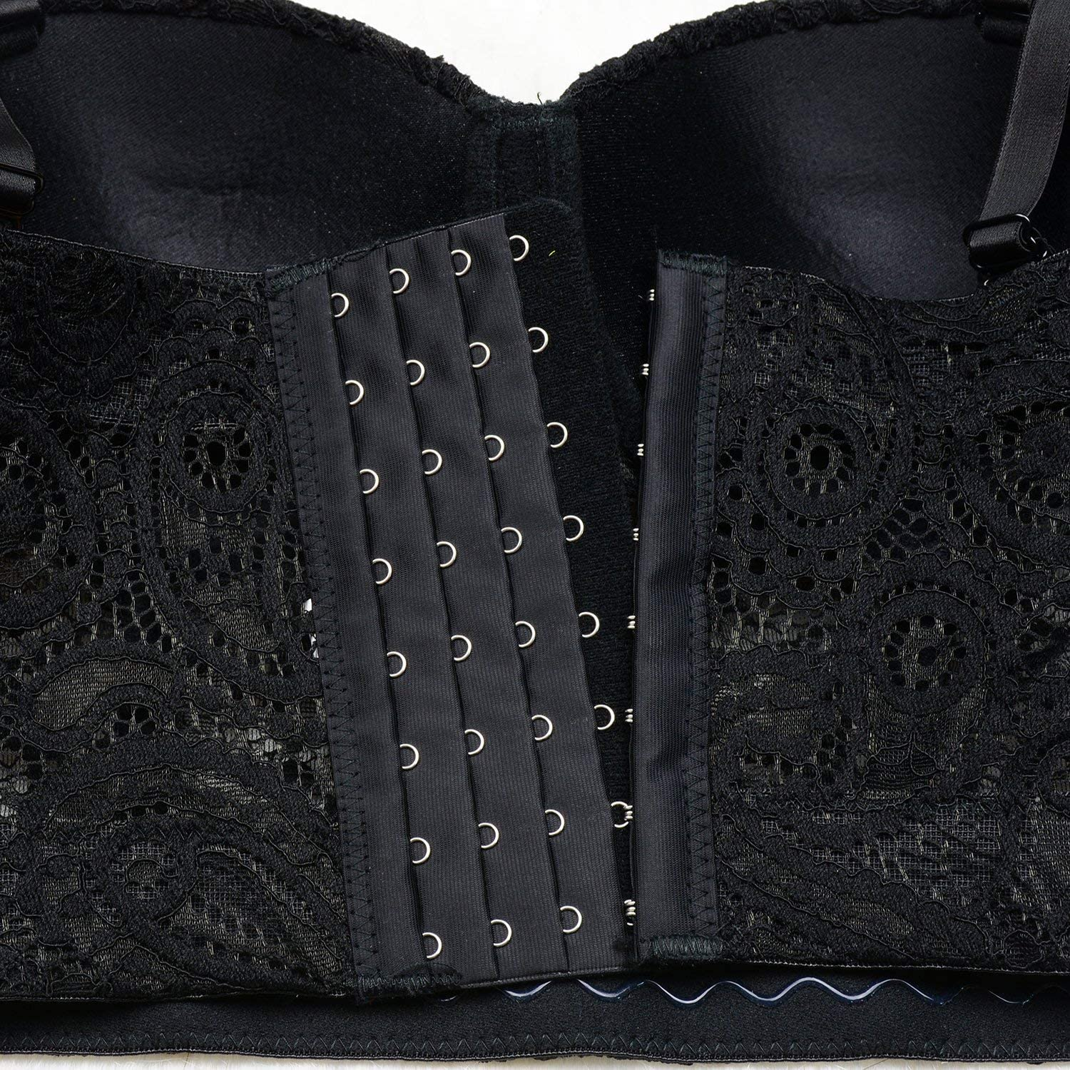 ELLACCI Women'S Paisley Mesh Lace Bustier Crop Top Sexy Corset Top Bra Black Apparel & Accessories > Clothing > Underwear & Socks > Lingerie ELLACCI   