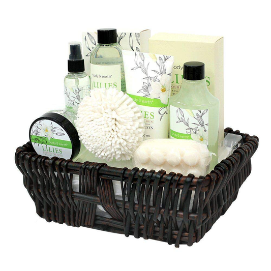 Gift Baskets for Women, Body & Earth Spa Basket Gifts for Women, Lily 10pc Spa Kit Gift Set with Bubble Bath, Shower Gel, Body Scrub, Body Lotion, Bath Salt, Birthday Gifts for Women Arts & Entertainment > Party & Celebration > Gift Giving BODY & EARTH   