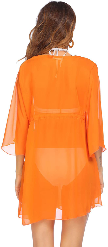 Ekouaer Cover up Women Bathing Suit Coverups Short Swim Cardigan Chiffon Pool Kimino Sheer Bikini Beachdress Apparel & Accessories > Clothing > Swimwear Kylie Max   