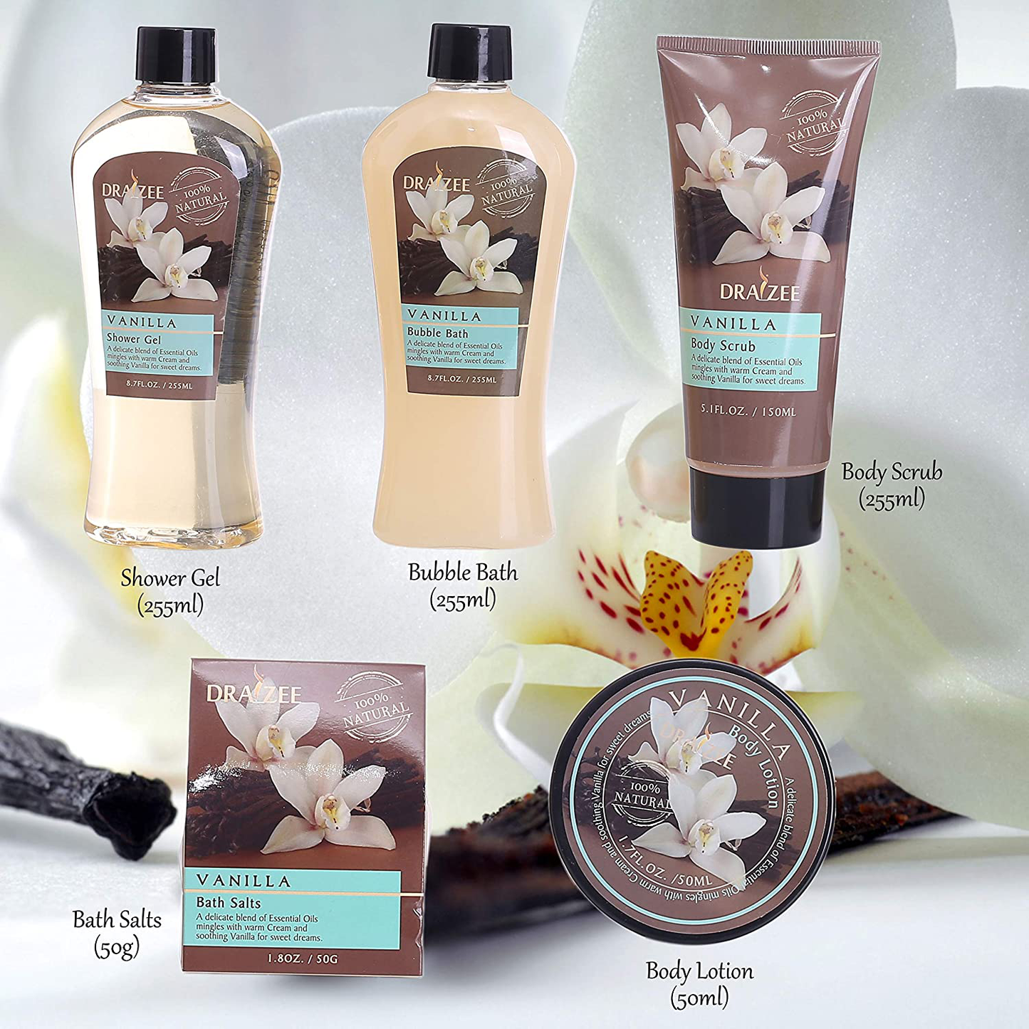 Spa Basket for Women w/Refreshing “Seductive Vanilla” Fragrance by Draizee- #1 Best Gift for Valentine – Luxury Bath & Body Set Includes 100% Natural Cream’s Lotion’s & Much More! Arts & Entertainment > Party & Celebration > Gift Giving Draizee   