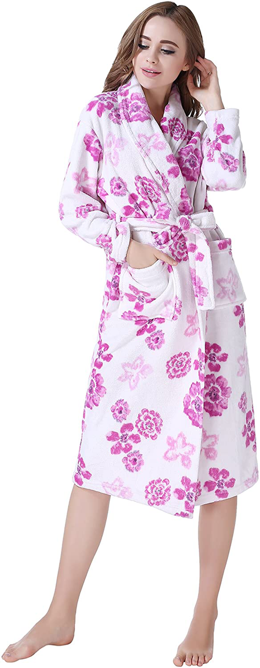 Richie House Women'S Plush Soft Warm Fleece Bathrobe Robe RH1591 Apparel & Accessories > Clothing > Sleepwear & Loungewear > Robes Kylie Max   