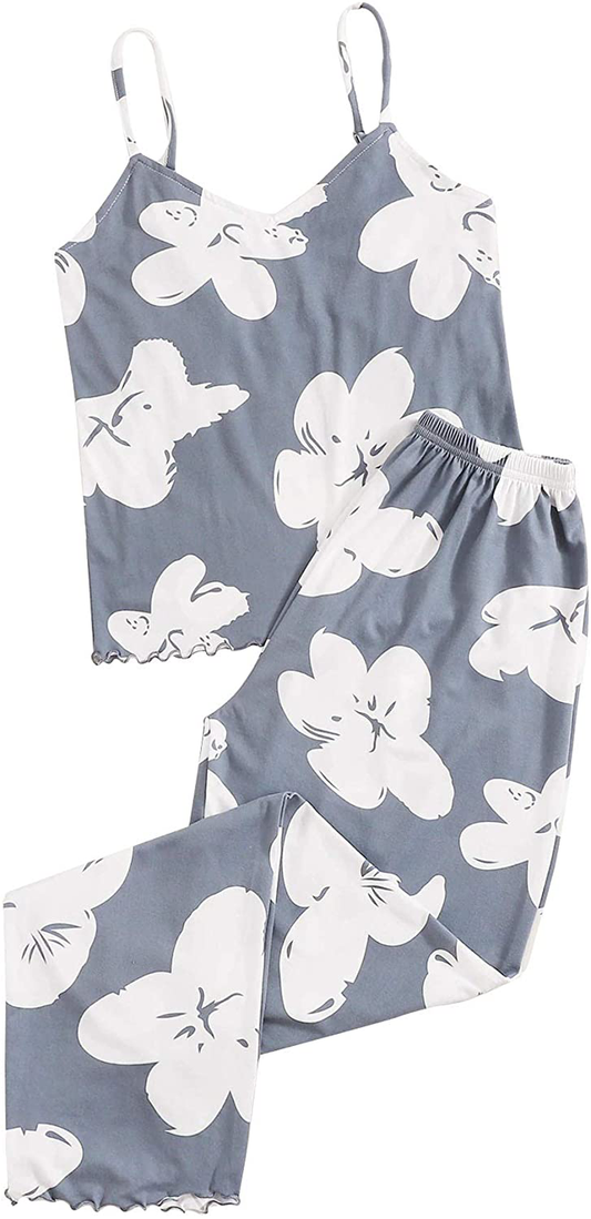 Floerns Women'S Tropical Print Cami with Pants Sleepwear Two Piece Pajama Set Apparel & Accessories > Clothing > Sleepwear & Loungewear Kylie Max   