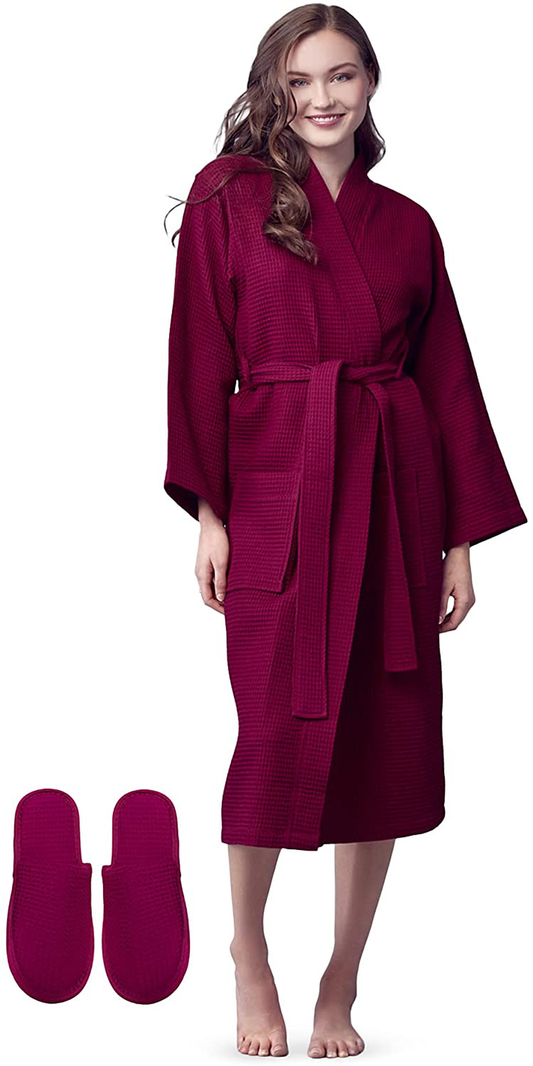 Lotus Linen Waffle Robes for Women - Lightweight, Soft Cotton Kimono Loungewear Apparel & Accessories > Clothing > Sleepwear & Loungewear > Robes Kylie Max   