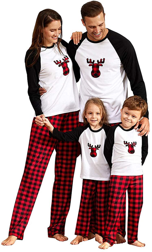 IFFEI Matching Family Pajamas Sets Christmas Pj'S with Deer Long Sleeve Tee and Plaid Pants Loungewear Apparel & Accessories > Clothing > Sleepwear & Loungewear > Pajamas Kylie Max   