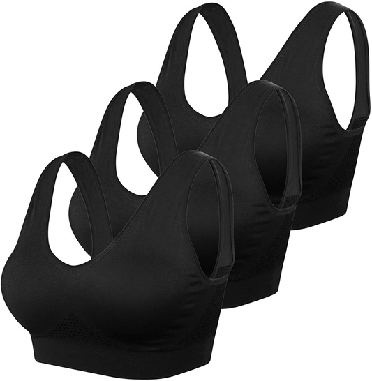 Women Sports Bra Comfortable Sleep Bras No Underwire Seamless Workout Yoga Bra of 3 Pack Apparel & Accessories > Clothing > Underwear & Socks > Bras Kylie Max   