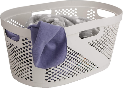Mind Reader HHAMP40-IVO, Laundry, Storage, Bathroom, Bedroom, Home, Ivory 40 Liter Clothes Basket Apparel & Accessories > Clothing > Underwear & Socks > Underwear Mind Reader Ivory 40 Liter Clothes Basket  