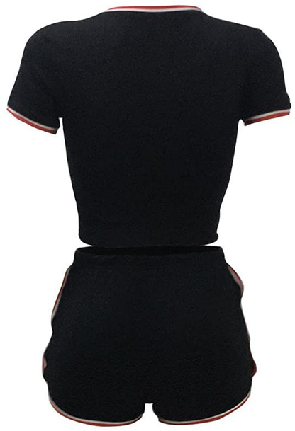 Burband Womens Casual Loungewear 2 Piece Shorts Sets Short Sleeve Sexy Crop Top and Jogger Shorts Summer Tracksuits Outfits Apparel & Accessories > Clothing > Underwear & Socks > Shapewear Burband   