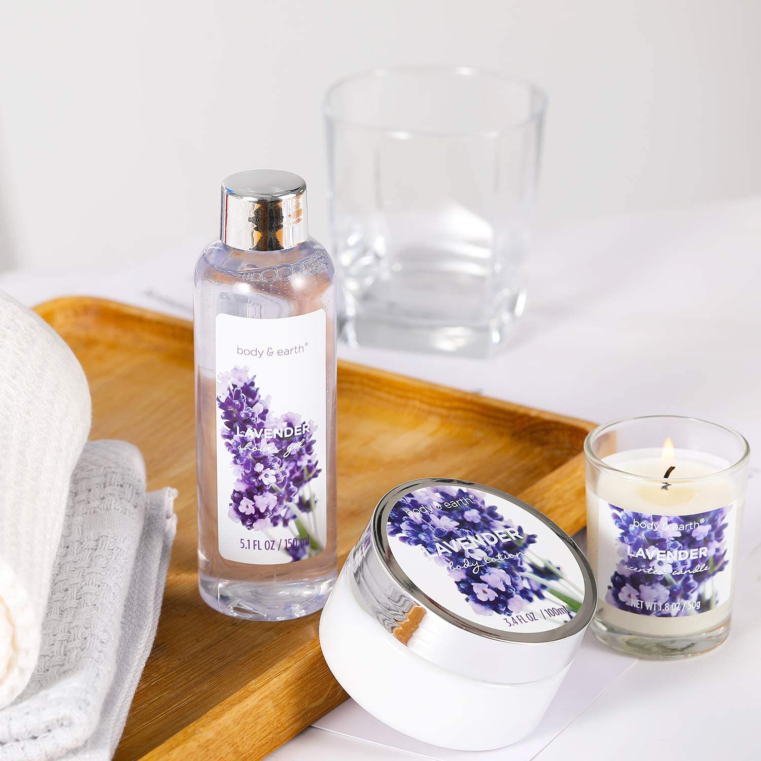 Gift Basket for Women - Bath Spa Baskets Gift Set for Women, Body & Earth 7 Pcs Lavender Bath Gifts for Birthday Mom Friend with Shower Gel, Bubble Bath, Bath Salts ,Body Lotion, Scented Candle Arts & Entertainment > Party & Celebration > Gift Giving BODY & EARTH   