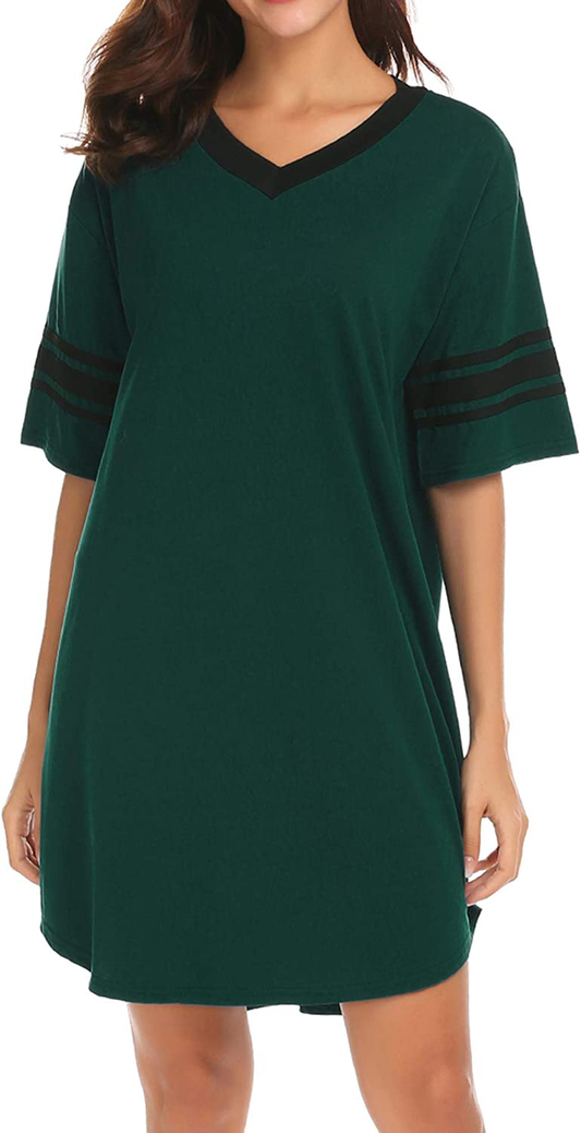 Ekouaer Women'S Nightgown, Cotton Novelty Sleepshirts V Neck Short Sleeve Sleep Shirt Loose Comfy Pajama Sleepwear S-XXL Apparel & Accessories > Clothing > Sleepwear & Loungewear > Nightgowns Kylie Max   