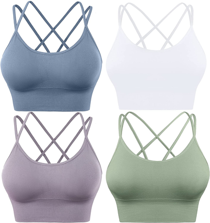 Evercute Cross Back Sport Bras Padded Strappy Criss Cross Cropped Bras for Yoga Workout Fitness Low Impact Apparel & Accessories > Clothing > Underwear & Socks > Bras Kylie Max   
