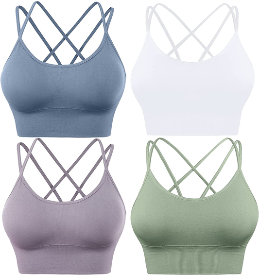Evercute Cross Back Sport Bras Padded Strappy Criss Cross Cropped Bras for Yoga Workout Fitness Low Impact Apparel & Accessories > Clothing > Underwear & Socks > Bras Kylie Max   