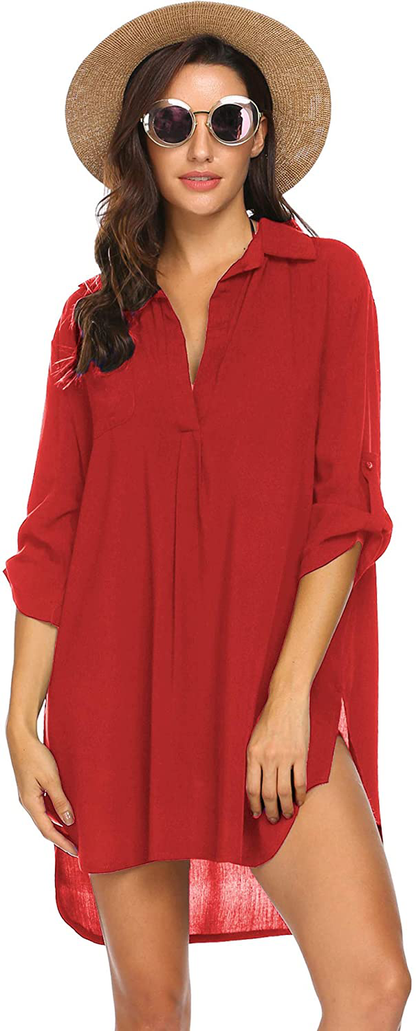 Ekouaer Women'S Swimsuit Beach Cover up Shirt Bikini Beachwear Bathing Suit Beach Dress Apparel & Accessories > Clothing > Swimwear Kylie Max   