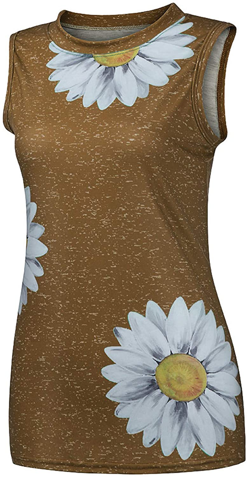 FABIURT Womens Tank Tops, Women Cute Sunflower Printed Vest Tshirt Sleeveless Workout Tunic Loose Casual Summer Tank Top Apparel & Accessories > Clothing > Activewear Kylie Max   