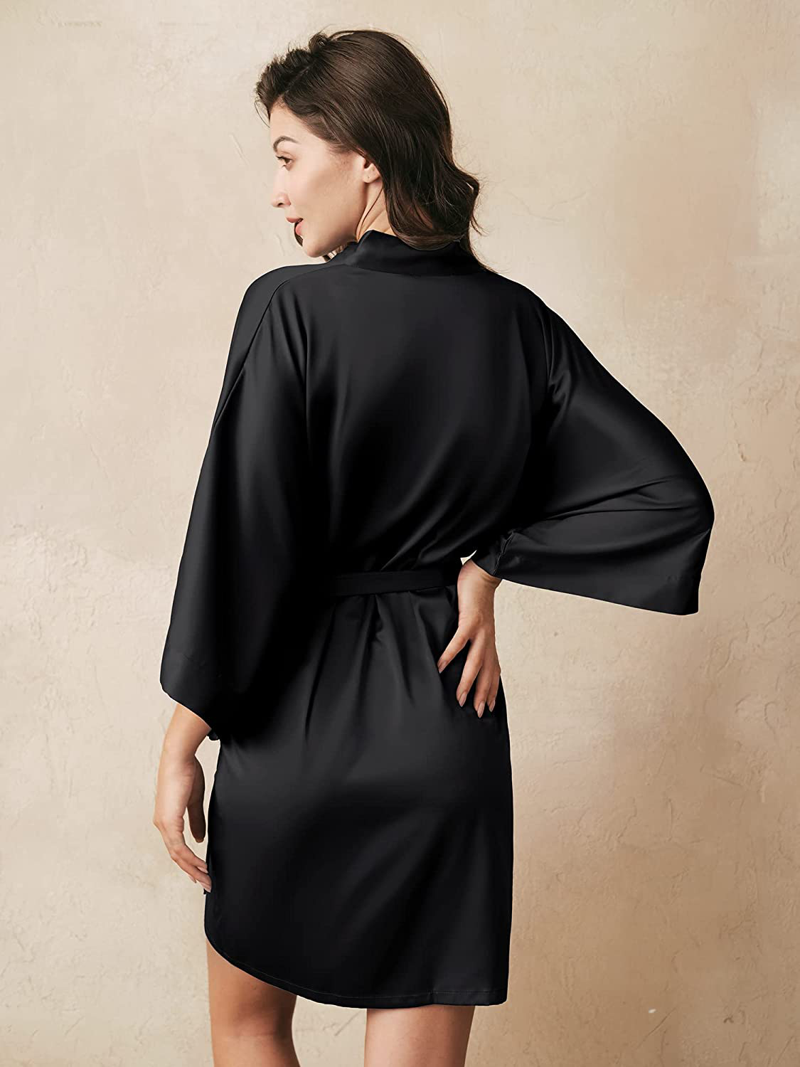 AW BRIDAL Women'S Silk Robe Satin Kimono Robe for Bride Bridesmaids Short Bridal Party Robes Wedding Loungewear XS-XXL Apparel & Accessories > Clothing > Sleepwear & Loungewear > Robes AW BRIDAL   