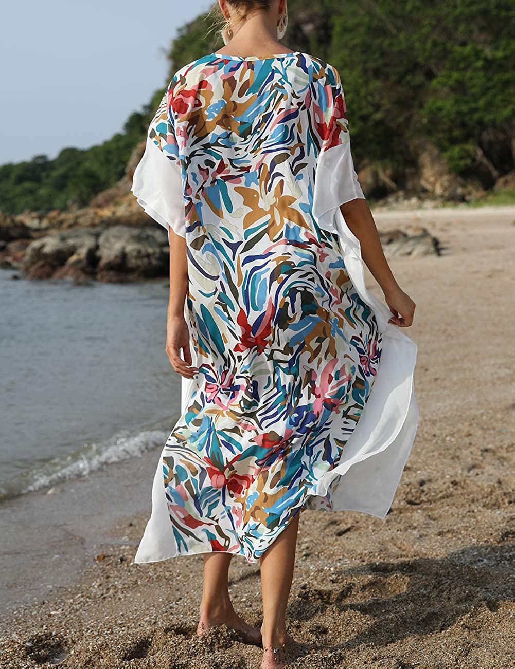 Bsubseach Women Beachwear Turkish Kaftans Long Swimsuit Cover up Caftan Beach Dress Apparel & Accessories > Clothing > Swimwear Kylie Max   