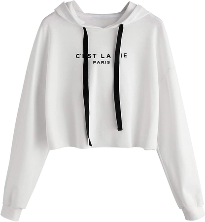 Sweatyrocks Women'S Letter Print Casual Long Sleeve Crop Top Sweatshirt Hoodies Apparel & Accessories > Clothing > Activewear Kylie Max   