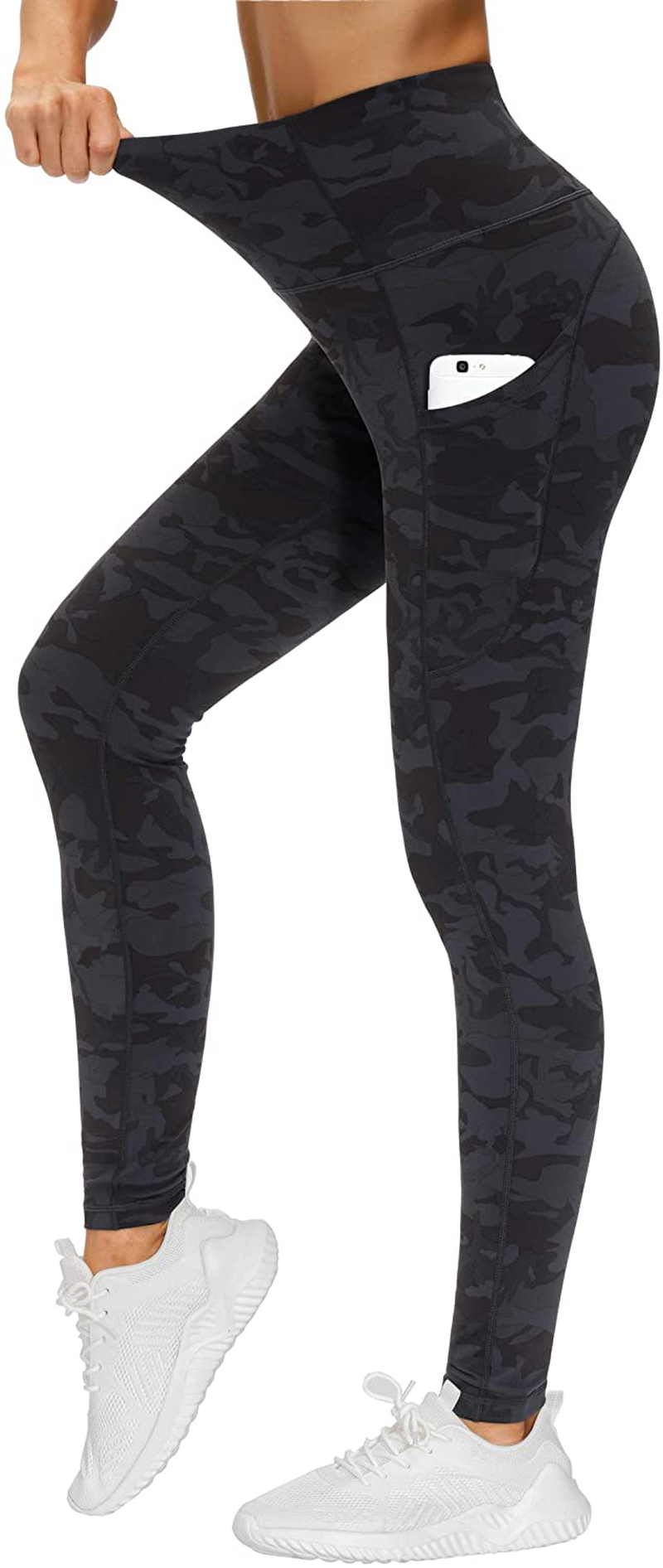 THE GYM PEOPLE Thick High Waist Yoga Pants with Pockets, Tummy Control Workout Running Yoga Leggings for Women Apparel & Accessories > Clothing > Activewear THE GYM PEOPLE Camo Dark Medium 