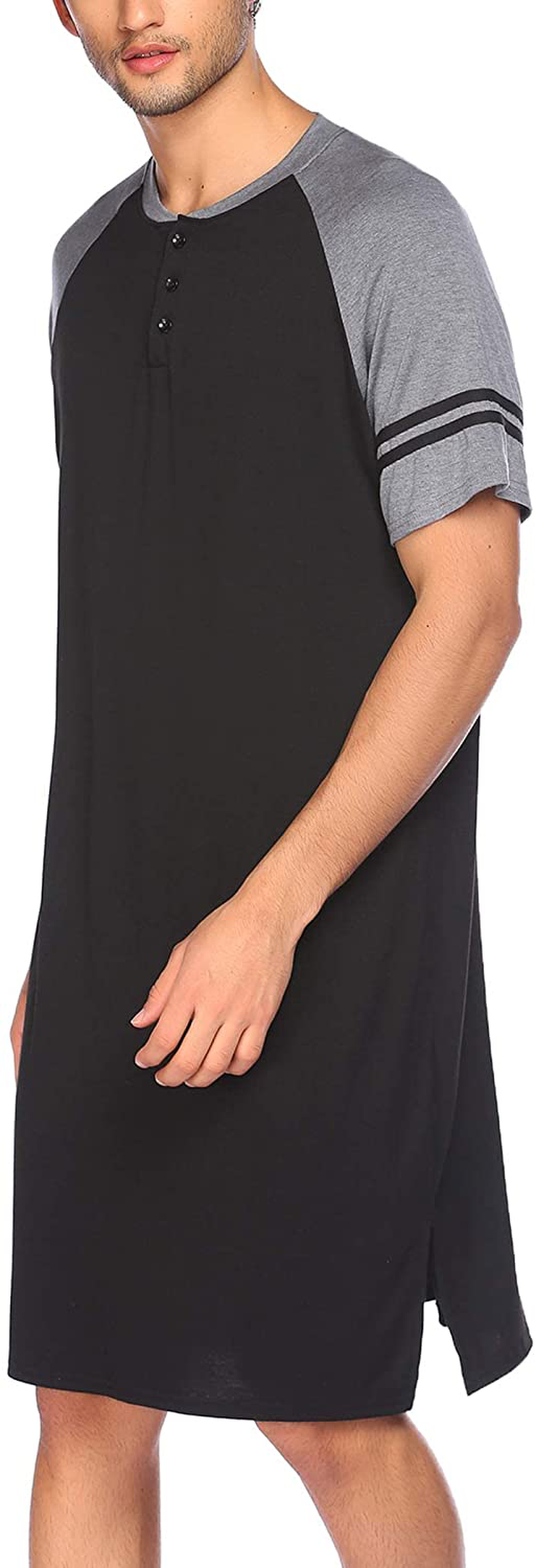 Evanhome Cotton Sleep Shirt Men V-Neck Nightshirts Short Sleeve Henley Shirt Lounge Sleepwear M-XXXL Apparel & Accessories > Clothing > Sleepwear & Loungewear > Nightgowns Kylie Max   