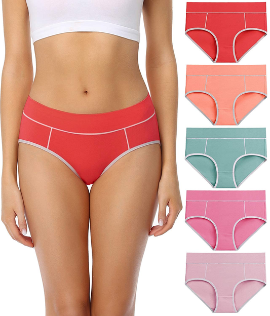 Wirarpa Women'S Cotton Stretch Underwear Comfy Mid Waisted Briefs Ladies Breathable Panties Multipack Apparel & Accessories > Clothing > Underwear & Socks > Underwear KYLIE MAX Multicolor01-5 Pack X-Small 