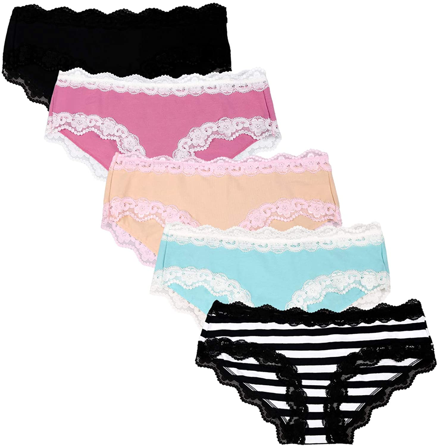 OHLLAVIVY Cotton Underwear Women'S Panties Soft Lace Hipster Briefs Multi-Pack Apparel & Accessories > Clothing > Underwear & Socks > Underwear OHLLAVIVY   
