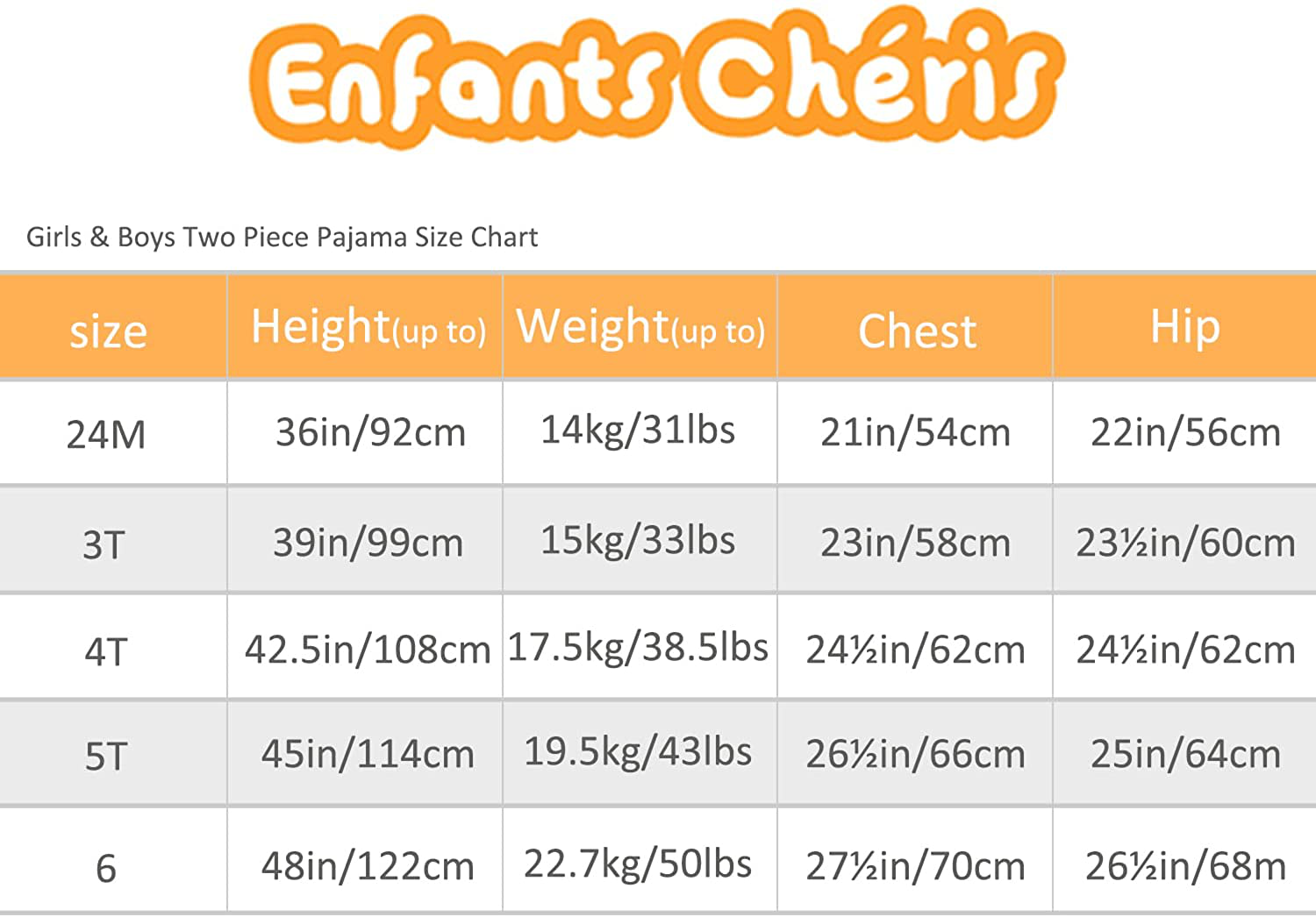 Enfants Chéris Toddler Pajamas Girls Boys Warm Cotton Pjs for Kids, 24M-6 Years Apparel & Accessories > Clothing > Sleepwear & Loungewear > Pajamas Kylie Max   