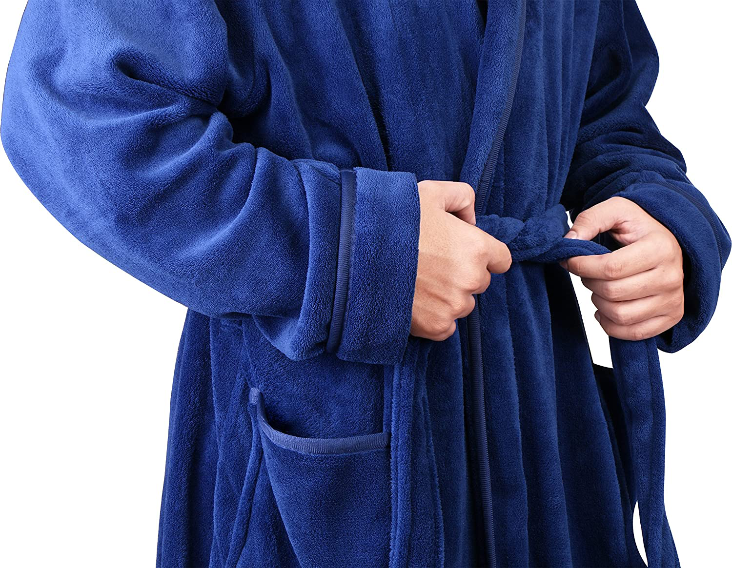 NY Threads Mens Hooded Fleece Robe - Plush Long Bathrobes Apparel & Accessories > Clothing > Sleepwear & Loungewear > Robes Kylie Max   