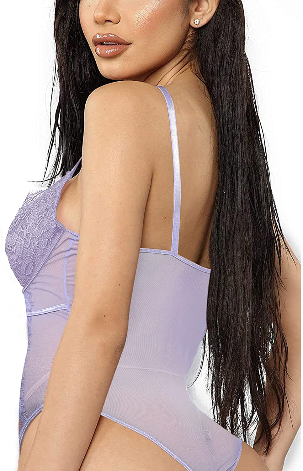 Aranmei Women's Sexy Eyelash Lace bodysuit Snap Crotch Teddy Lingerie Apparel & Accessories > Clothing > Underwear & Socks > Lingerie Aranmei   