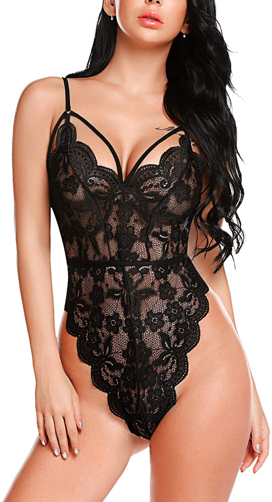 Avidlove Women Teddy Lingerie One Piece Babydoll Mini Bodysuit Apparel & Accessories > Clothing > Underwear & Socks > Lingerie Avidlove 1 Black Medium 