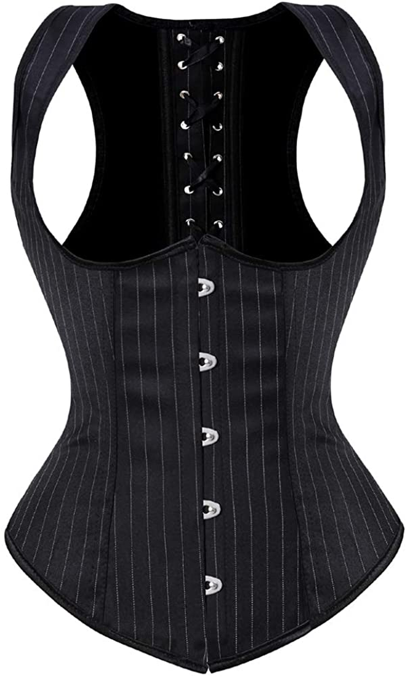Frawirshau Women'S Gothic Steampunk Corset Bustier Waist Cincher Underbust Corset Vest Tank Top Apparel & Accessories > Clothing > Underwear & Socks > Lingerie frawirshau Black-2810 4X-Large 