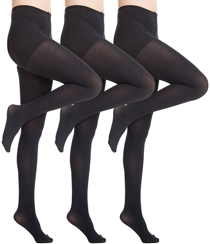 MANZI Women'S 2-6 Pairs Opaque Control Top Tights Comfort Stretch 70 Denier Pantyhose Apparel & Accessories > Clothing > Underwear & Socks > Shapewear MANZI Black 3 Pairs X-Large 