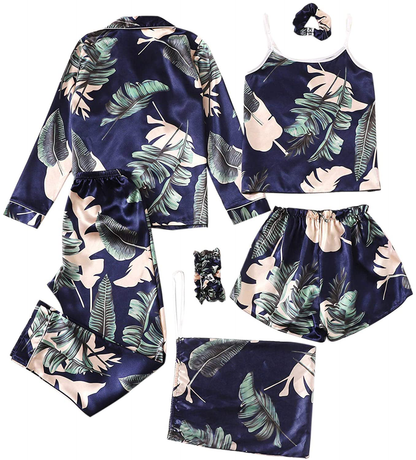 Shein Women'S 7Pcs Pajama Set Cami Pjs with Shirt and Eye Mask Apparel & Accessories > Clothing > Sleepwear & Loungewear > Pajamas Kylie Max   